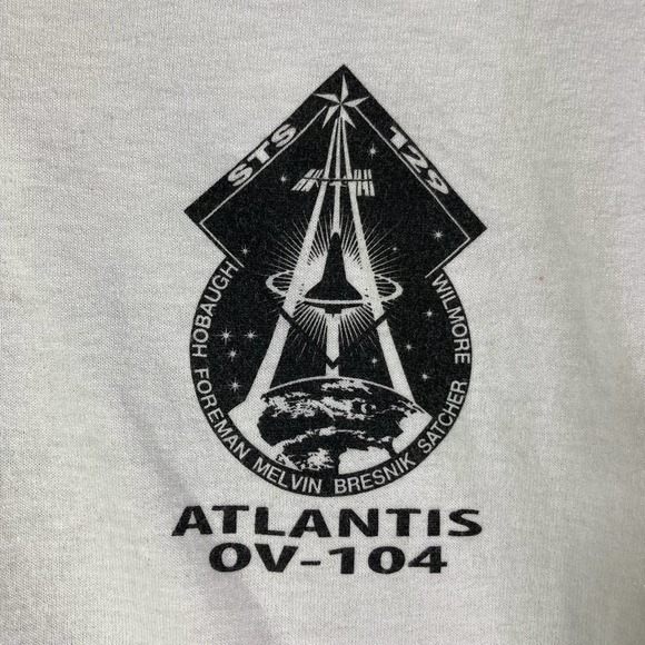 NASA STS-129 Atlantis Space Shuttle Shirt Collared Mens Size Large Graphic White - Picture 8 of 9